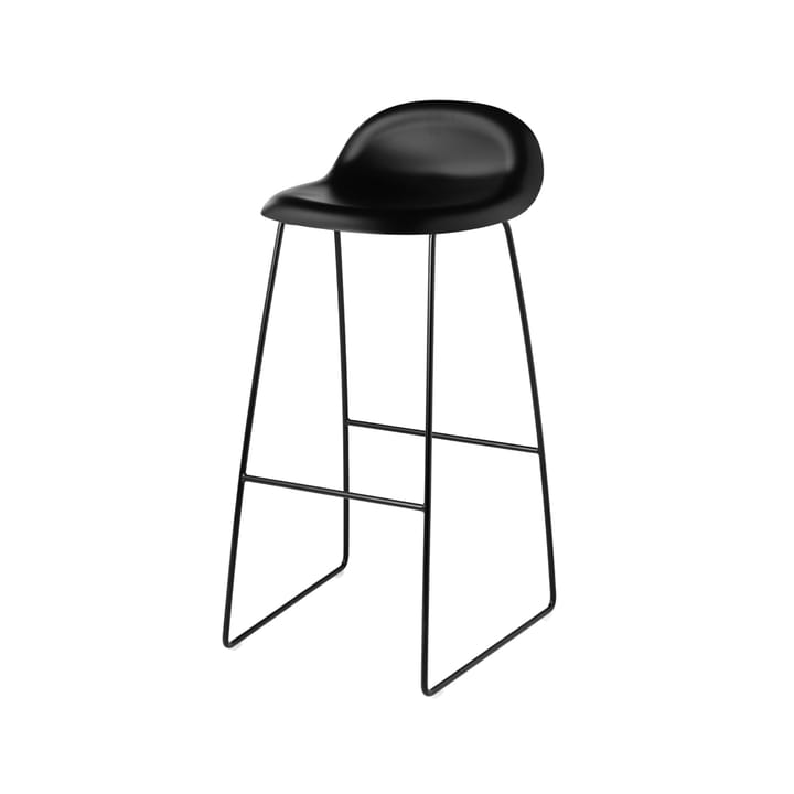 Πολυθρόνα μπαρ Gubi 3D ψηλή - μαύρο, μαύρα ατσάλινα πόδια, μάυρο κάθισμα - GUBI