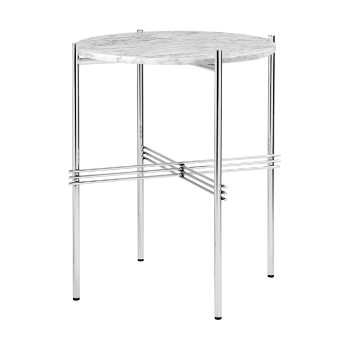 Συνοδευτικό τραπέζι TS γυαλισμένο ατσάλι Ø40 - White carrara marble - GUBI