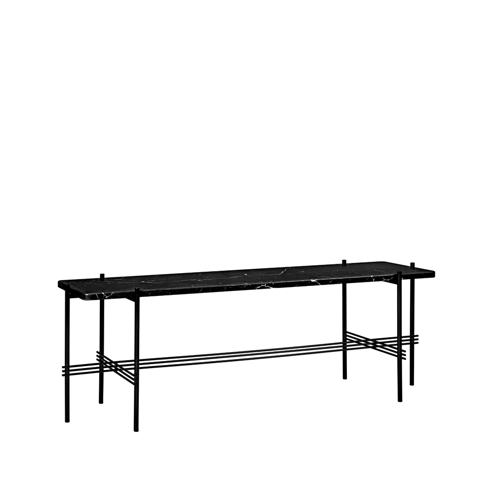 TS Console 1 console table, μάρμαρο μαύρο, μαύρο βαμμένο σταντ GUBI