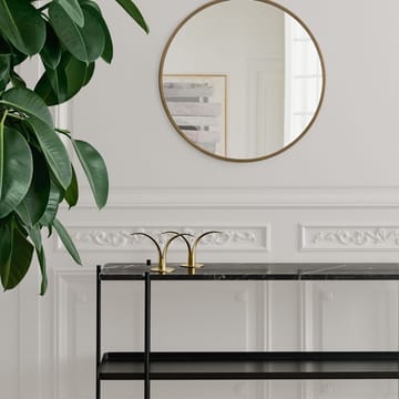 TS Console table 120x30x72 cm - Μαύρο μάρμαρο μαρκίνας, μαύρα πόδια, 2 μαρμάρινα ράφια - GUBI
