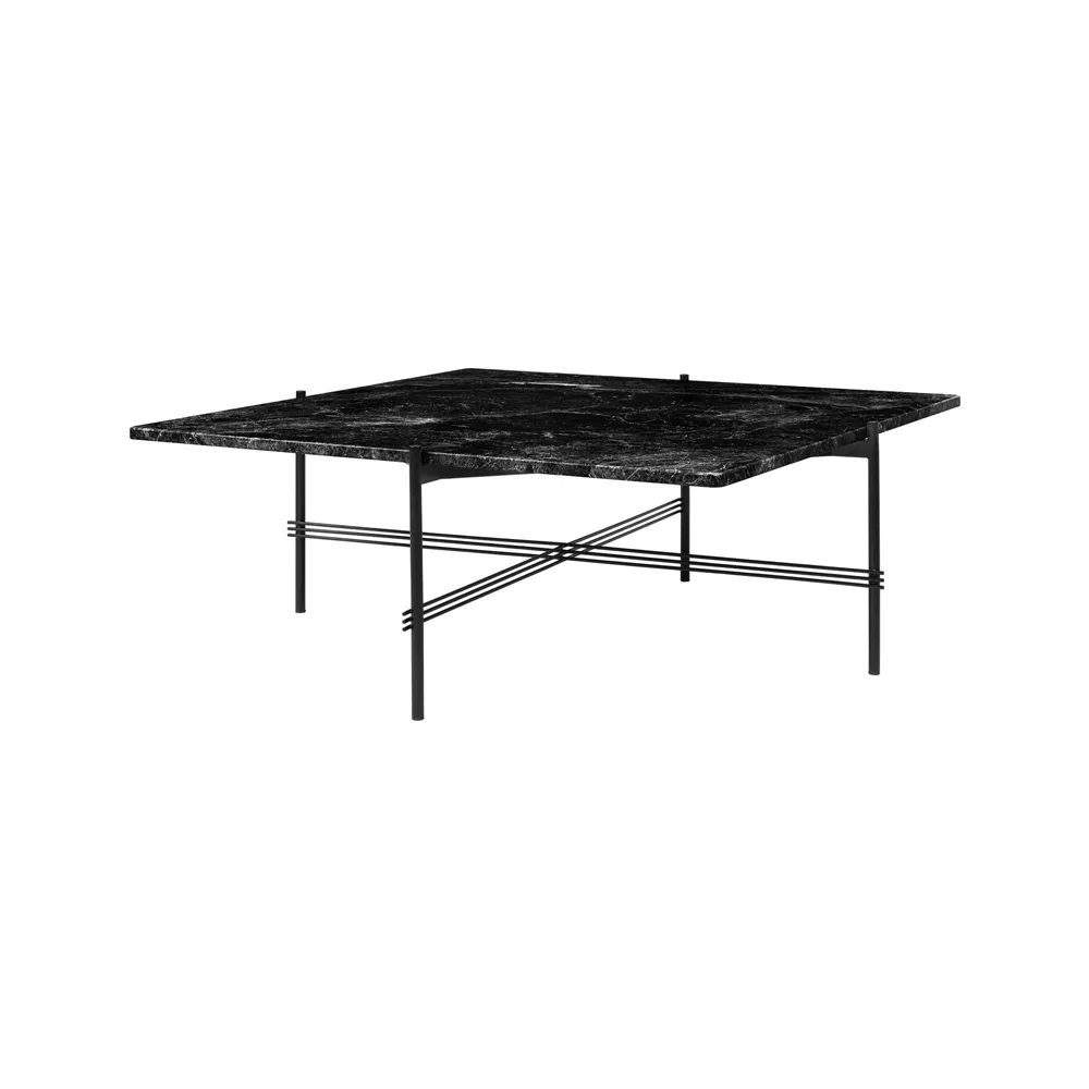TS Square τραπεζάκι σαλονιού, μάρμαρο black marquina-105x105 cm-μαύρο σταντ GUBI