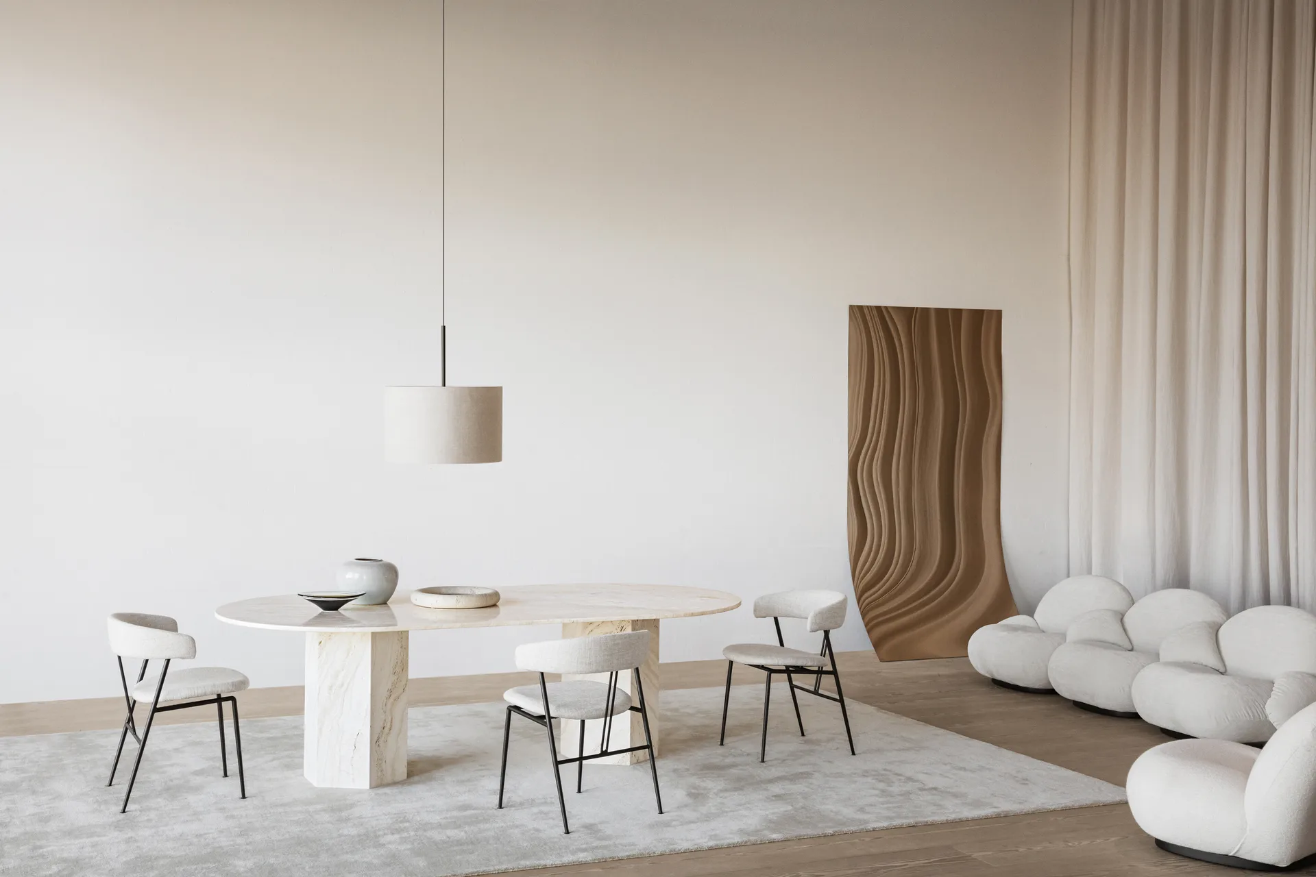 Καρέκλα τραπεζαρίας Violin, Velvet 294 grey green-black GUBI