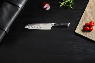 Damascus By Hâws μαχαίρι Santoku 32 εκ. - Μαύρο-ανοξείδωτο ατσάλι - Hâws
