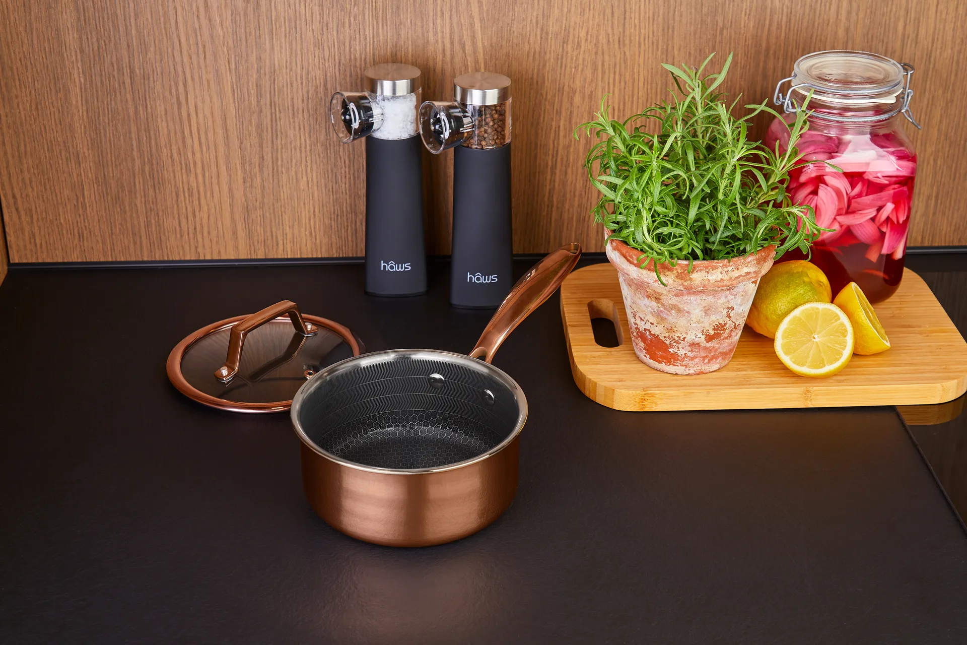 Hâws Santo κατσαρόλα με καπάκι hybrid coating 1,5 L, Rose Gold Hâws