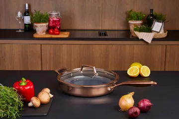 Hâws Santo τηγάνι-κατσαρόλα για τρακτέρ με καπάκι hybrid coating - Rose Gold - Hâws