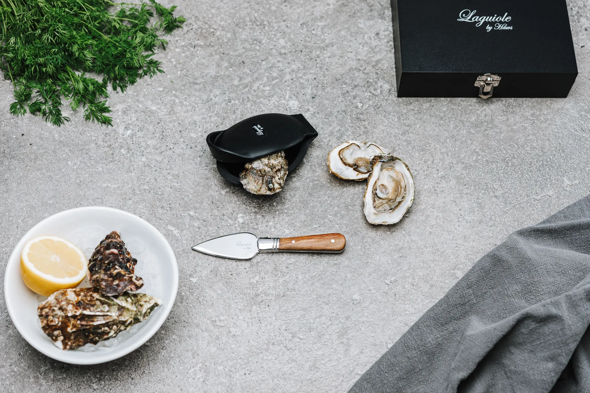 Laguiole By Hâws σετ μαχαιριών για στρείδια 2 τεμ., Ελιά-ανοξείδωτο ατσάλι Hâws