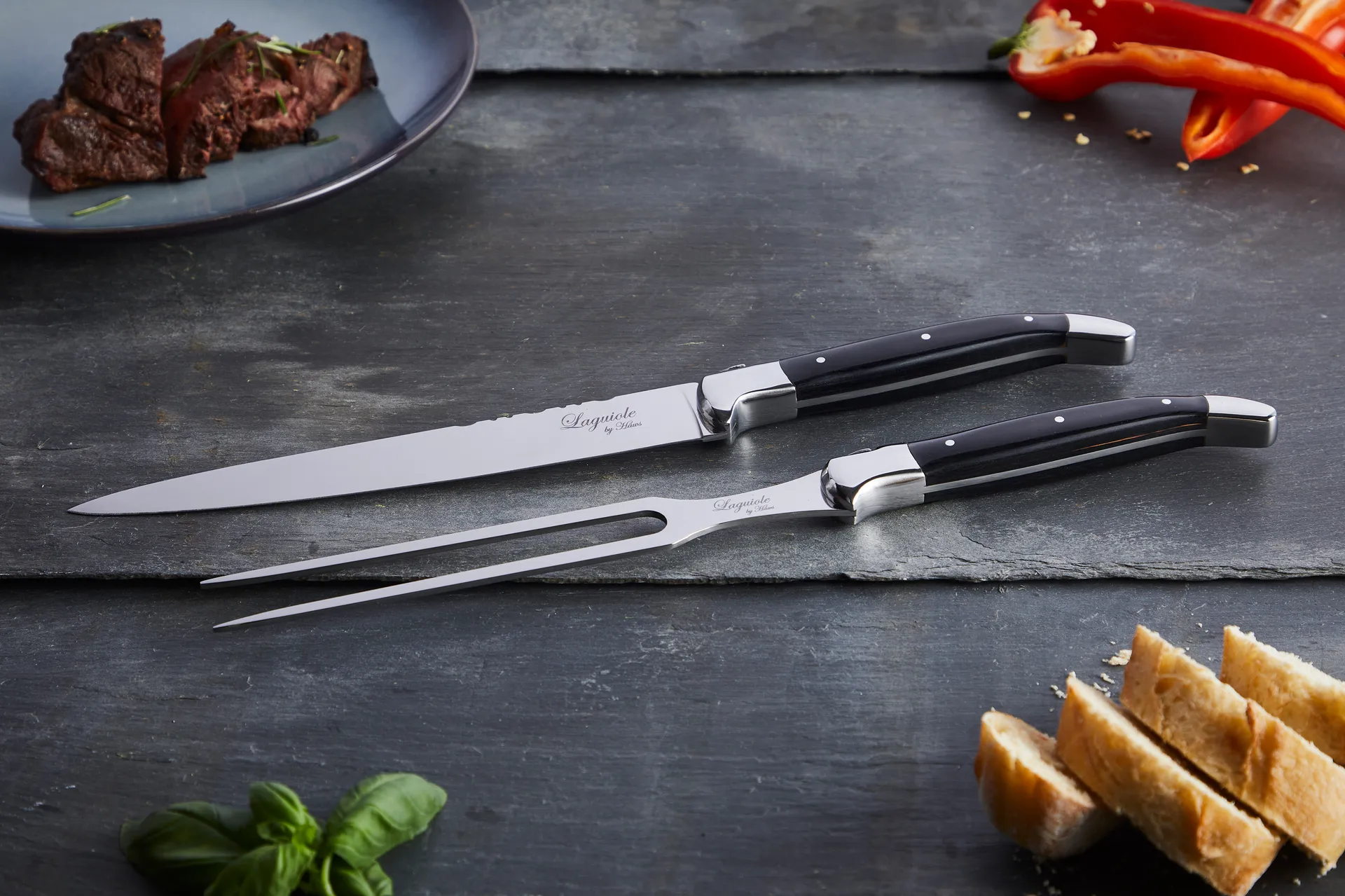 Laguiole By Hâws σετ μαχαιριών για τεμάχισμα 2 τεμ., Black Wood Hâws