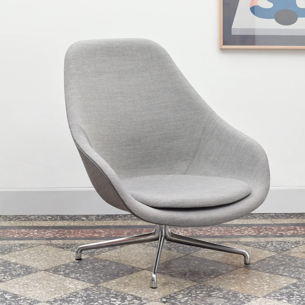 About a Lounge 91 πολυθρόνα lounge, Δέρμα black, μαύρος αλουμινένιος σκελετός HAY