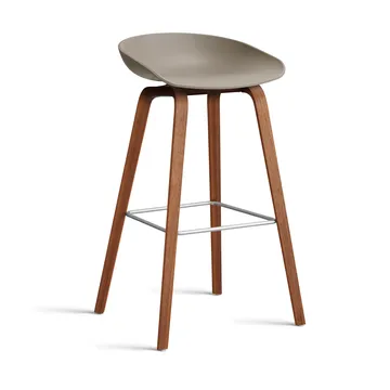 About a Stool 32 High σκαμπό μπαρ με βάση από καρυδιά 2.0 - Khaki-ανοξείδωτος χαλύβδινος σκελετός - HAY
