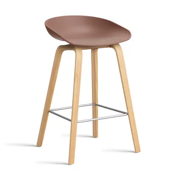 About a Stool 32 Low σκαμπό μπαρ βαμμένη βάση δρυς 2.0 - Soft brick-ανοξείδωτο ατσάλι στήριγμα - HAY