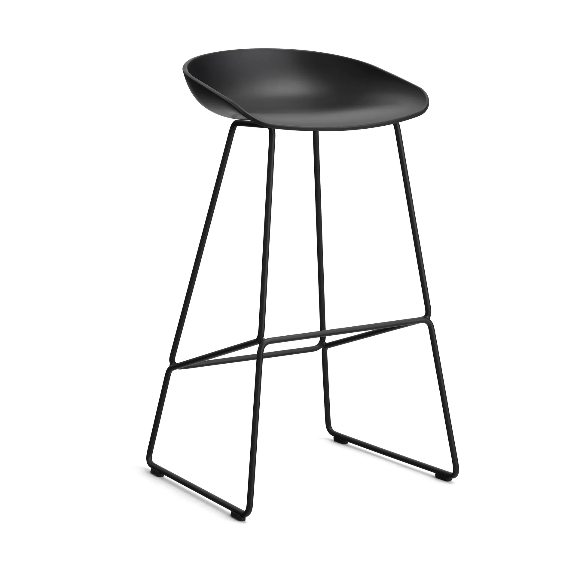About a Stool 38 High σκαμπό μπαρ 2.0, Μαύρο-μαύρο χαλύβδινο σταντ HAY