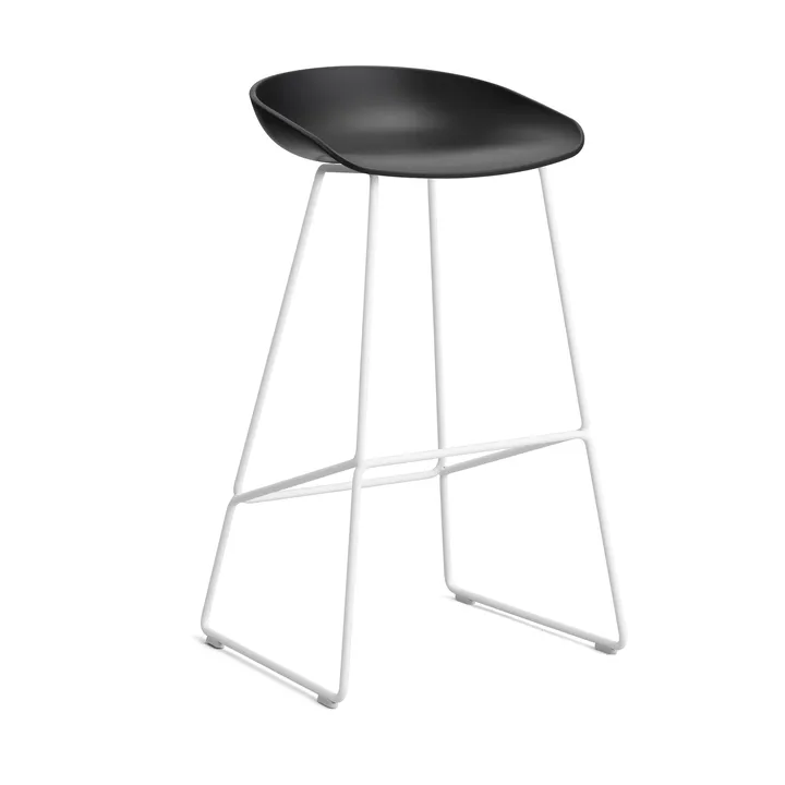 About a Stool 38 High σκαμπό μπαρ 2.0 - Μαύρη-λευκή μεταλλική βάση από χάλυβα - HAY