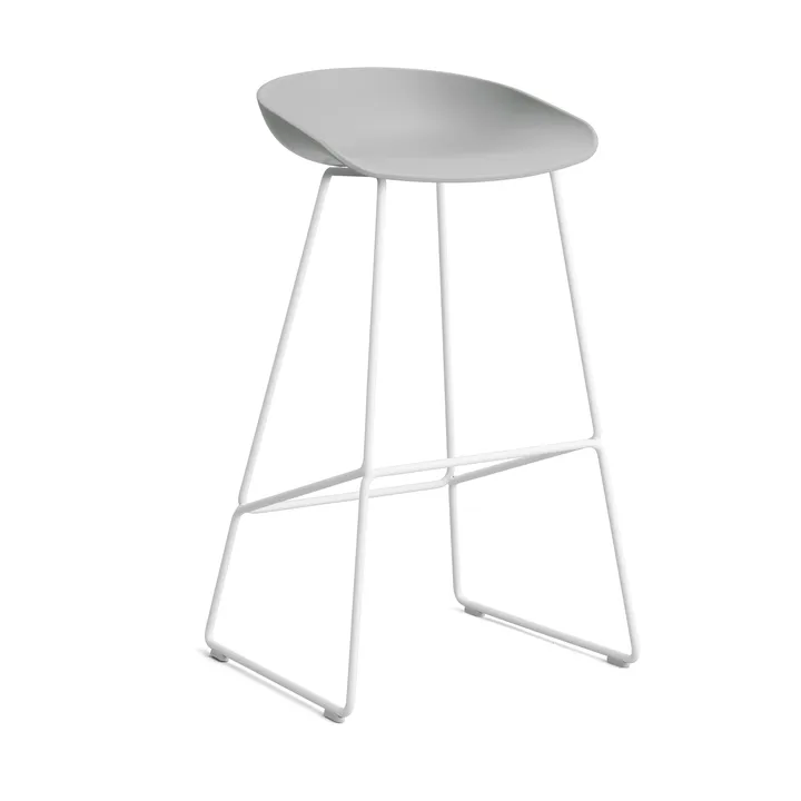 About a Stool 38 High σκαμπό μπαρ 2.0 - Concrete grey-λευκή χαλύβδινη βάση - HAY