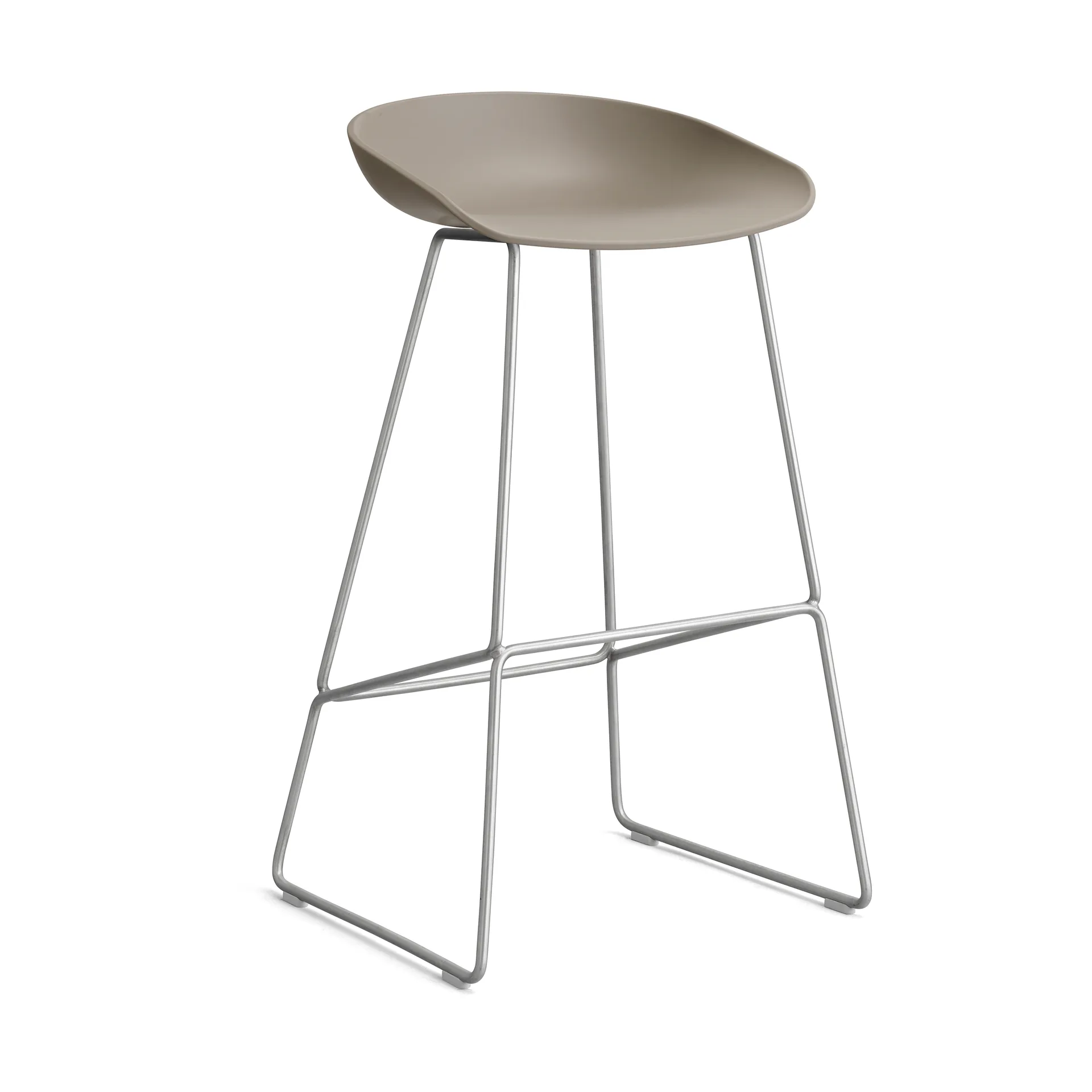About a Stool 38 High σκαμπό μπαρ 2.0, Khaki-ανοξείδωτη χαλύβδινη βάση HAY