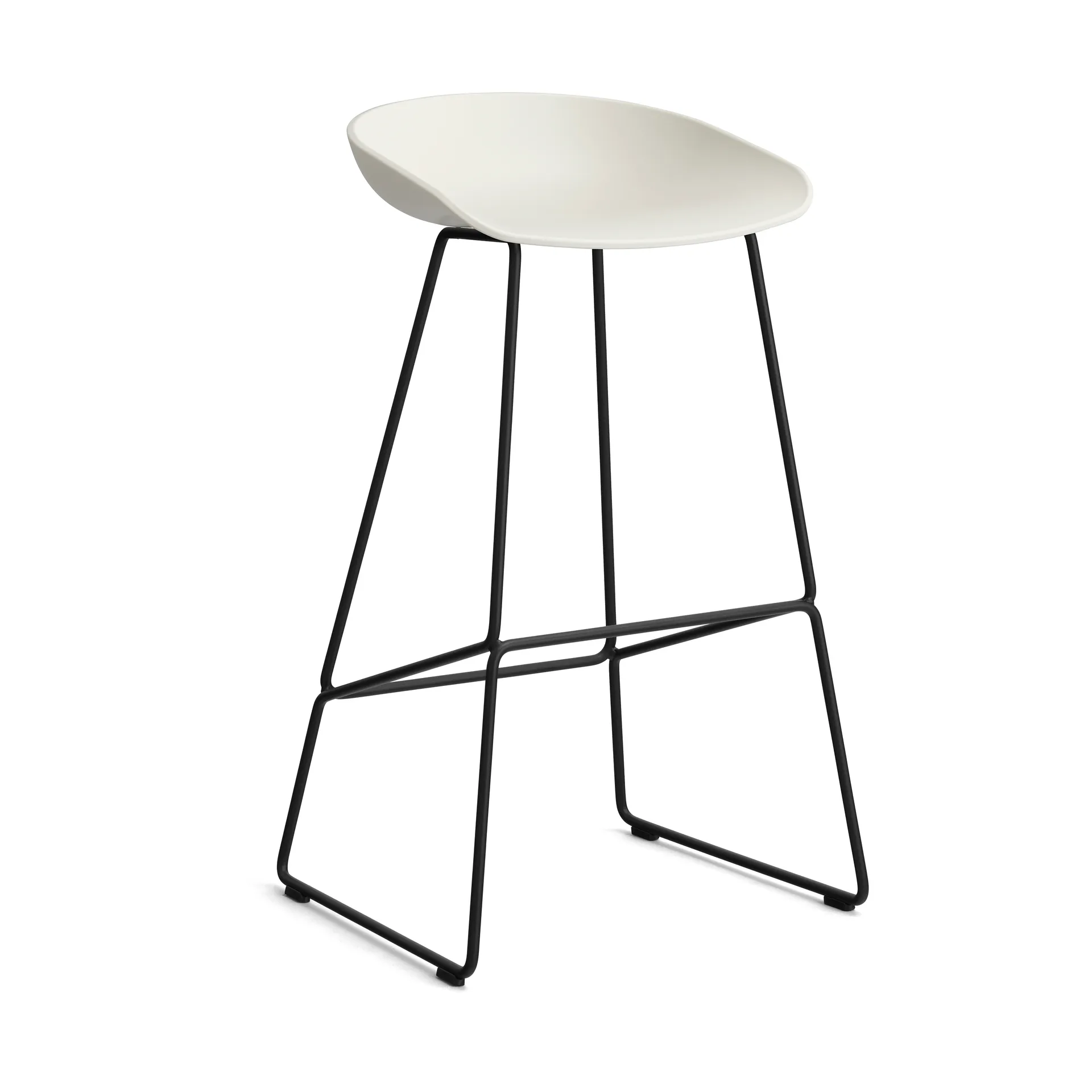 About a Stool 38 High σκαμπό μπαρ 2.0, Melange cream-μαύρος μεταλλικός σκελετός HAY