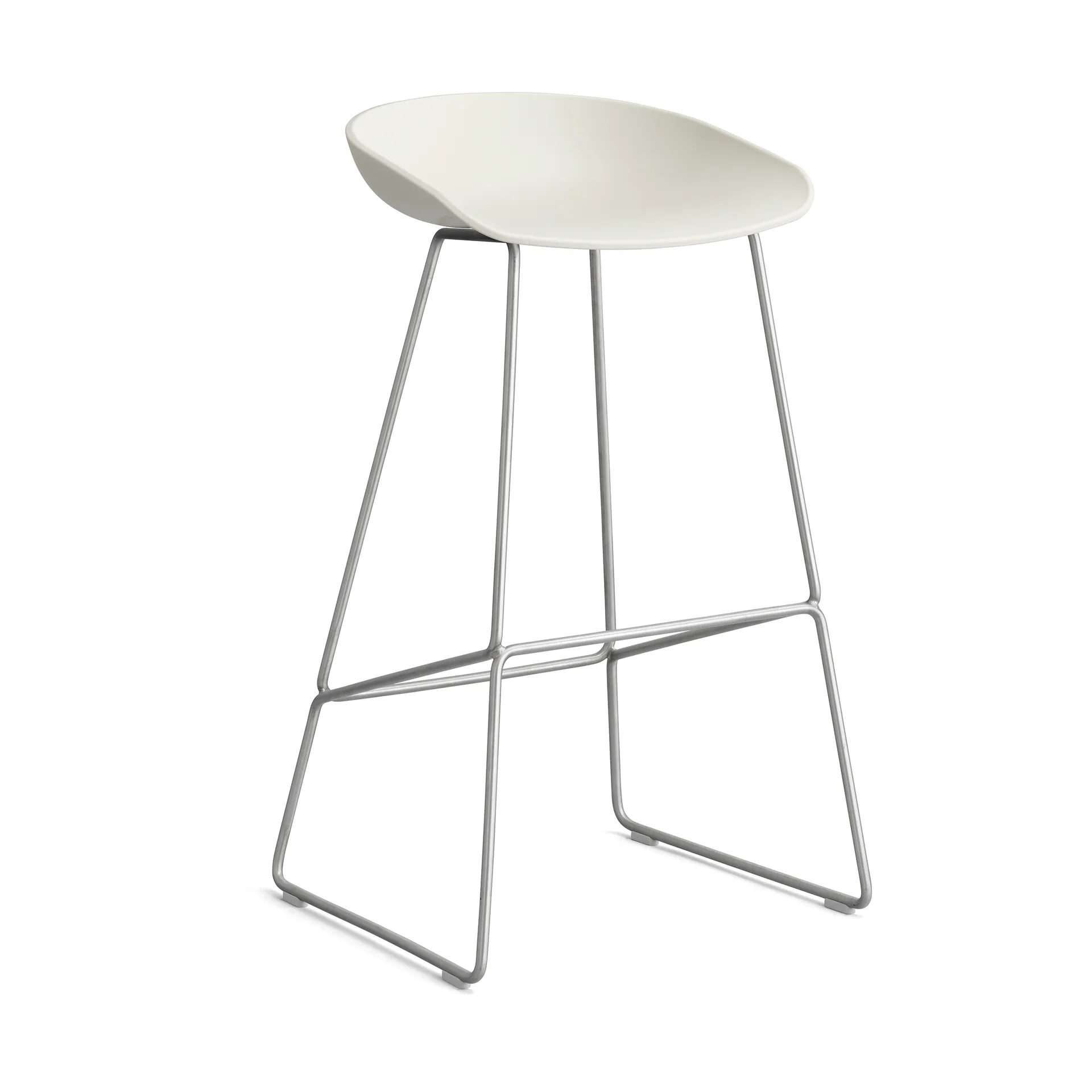 About a Stool 38 High σκαμπό μπαρ 2.0, Melange cream-ανοξείδωτος χαλύβδινος σκελετός HAY