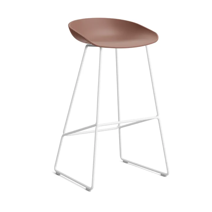 About a Stool 38 High σκαμπό μπαρ 2.0 - Soft brick-λευκή χαλύβδινη βάση - HAY
