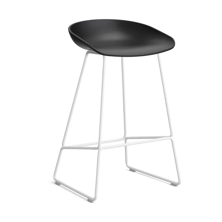 About a Stool 38 Low σκαμπό μπαρ 2.0 - Μαύρη-λευκή μεταλλική βάση - HAY