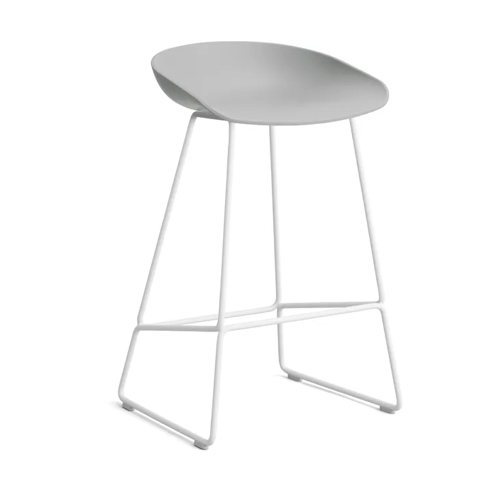 About a Stool 38 Low σκαμπό μπαρ 2.0 - Concrete grey-λευκή χαλύβδινη βάση - HAY