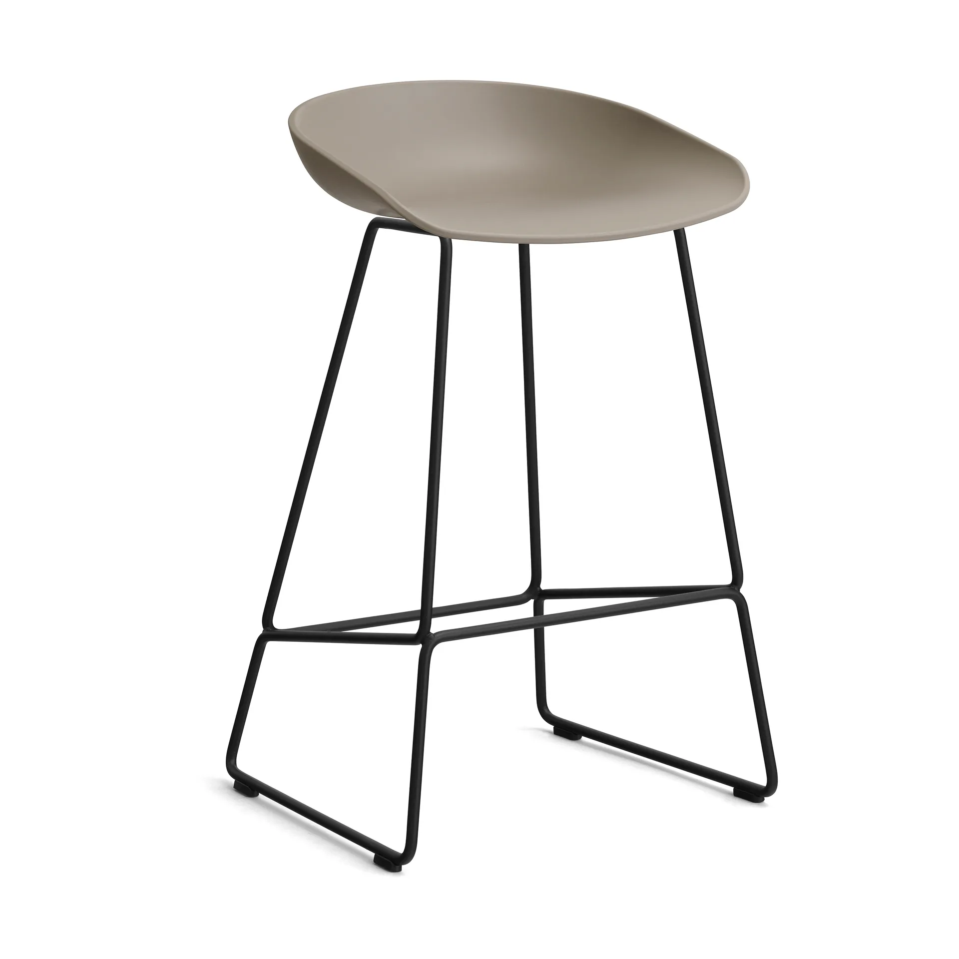 About a Stool 38 Low σκαμπό μπαρ 2.0, Khaki-μαύρη χαλύβδινη βάση HAY