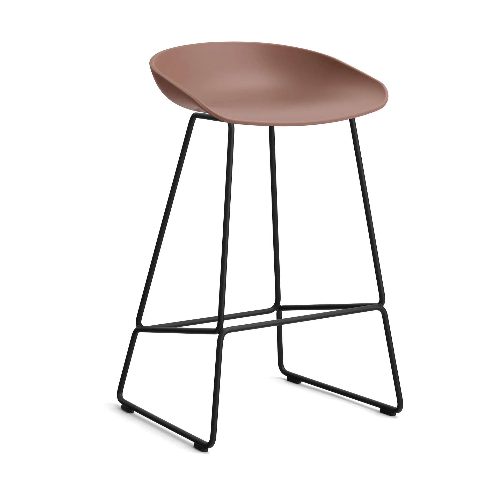 About a Stool 38 Low σκαμπό μπαρ 2.0, Soft brick-μαύρη χαλύβδινη βάση HAY