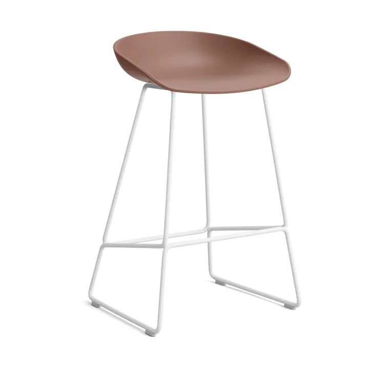 About a Stool 38 Low σκαμπό μπαρ 2.0 - Soft brick-λευκή ατσάλινη βάση - HAY