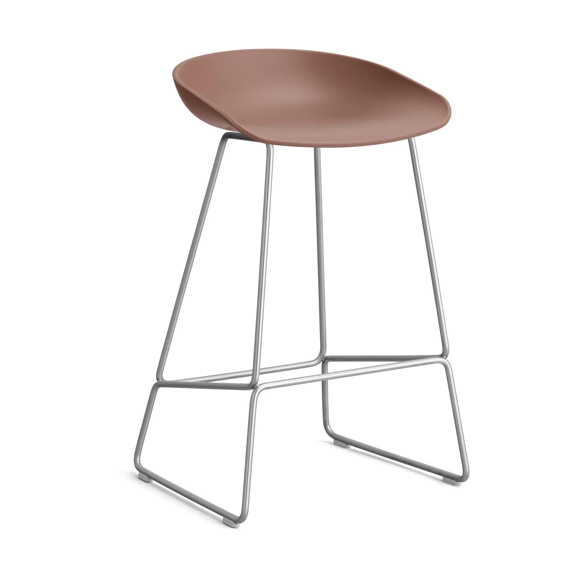 About a Stool 38 Low σκαμπό μπαρ 2.0, Soft brick-ανοξείδωτο χαλύβδινο σταντ HAY