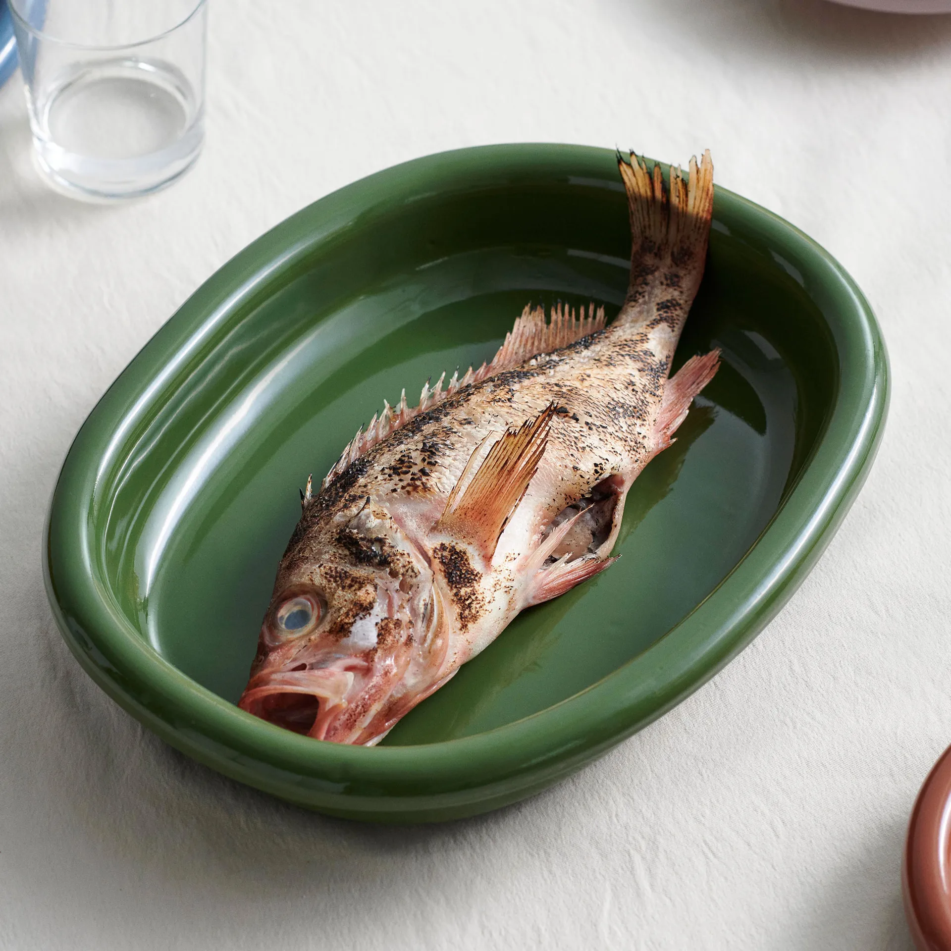 Barro οβάλ πιατέλα σερβιρίσματος, Green, large 27x36 cm HAY