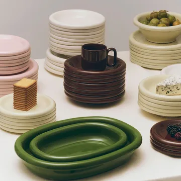 Barro οβάλ πιατέλα σερβιρίσματος - Green, small 20x27,5 cm - HAY