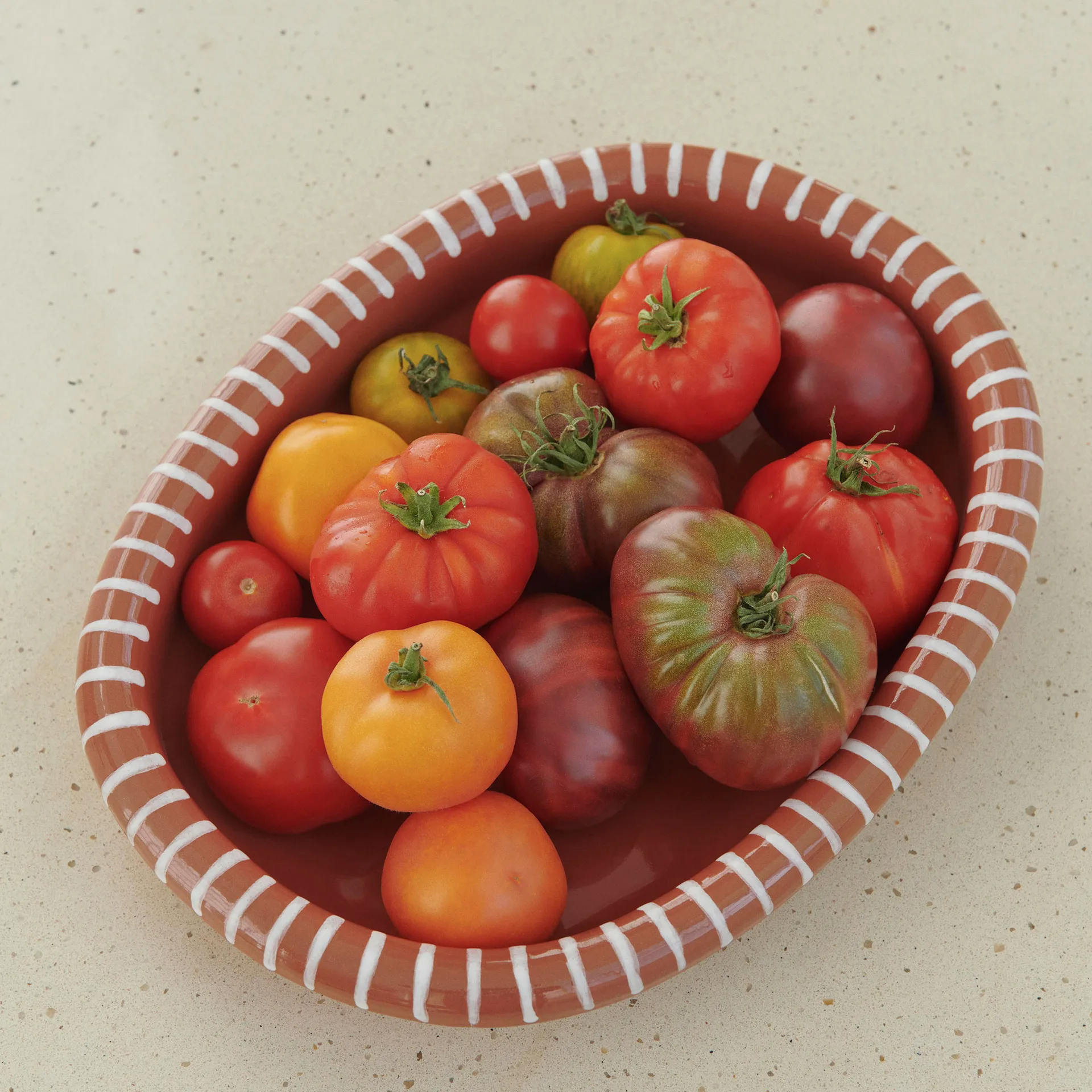 Barro οβάλ πιάτο σερβιρίσματος large 27x36 cm, Natural with stripes HAY