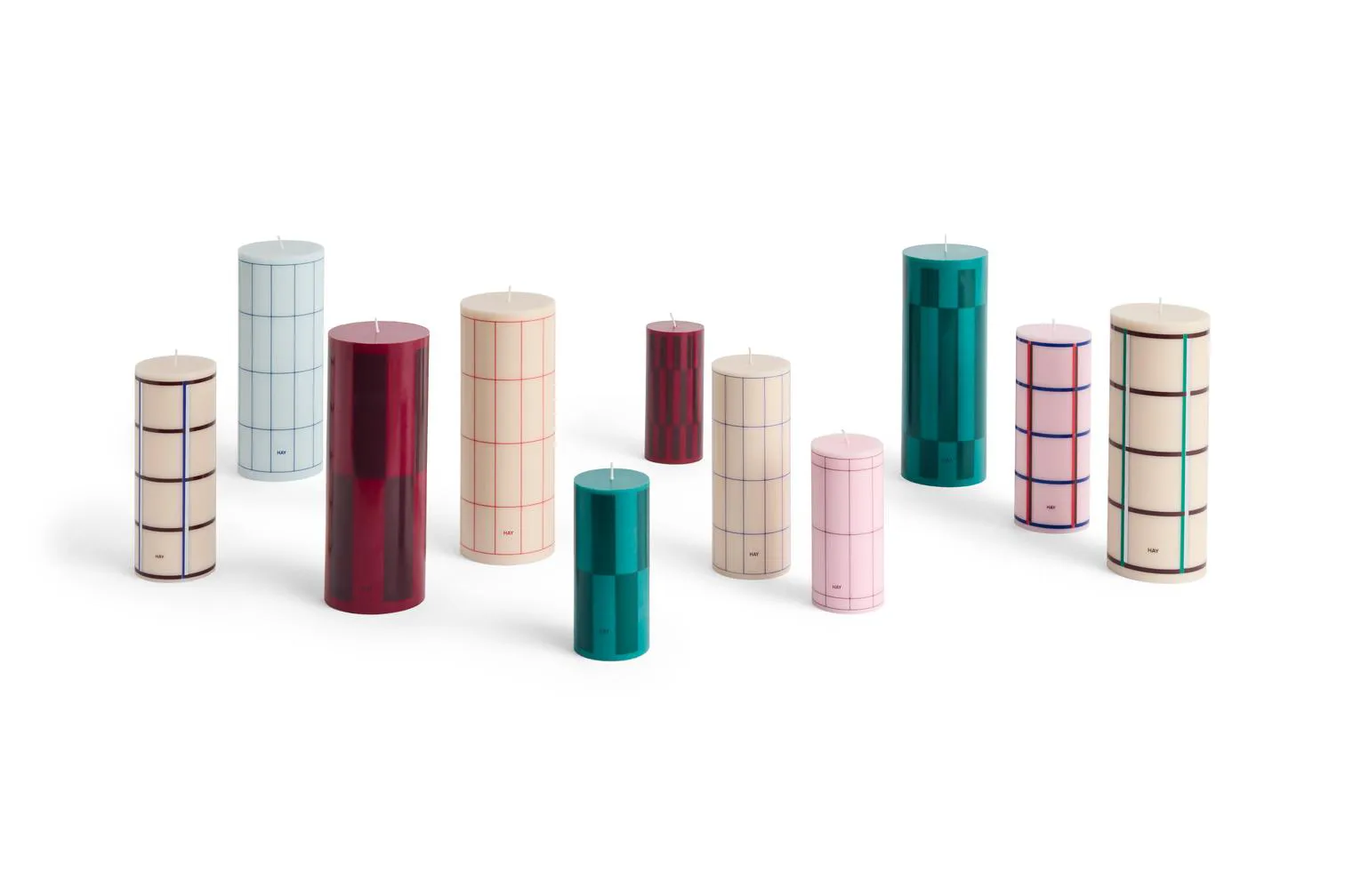 Column Candle block candle medium 20 εκ, Υπόλευκο-καφέ-μπλε HAY