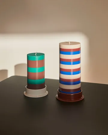 Column Candle block candle medium 20 εκ - Υπόλευκο-καφέ-μπλε - HAY