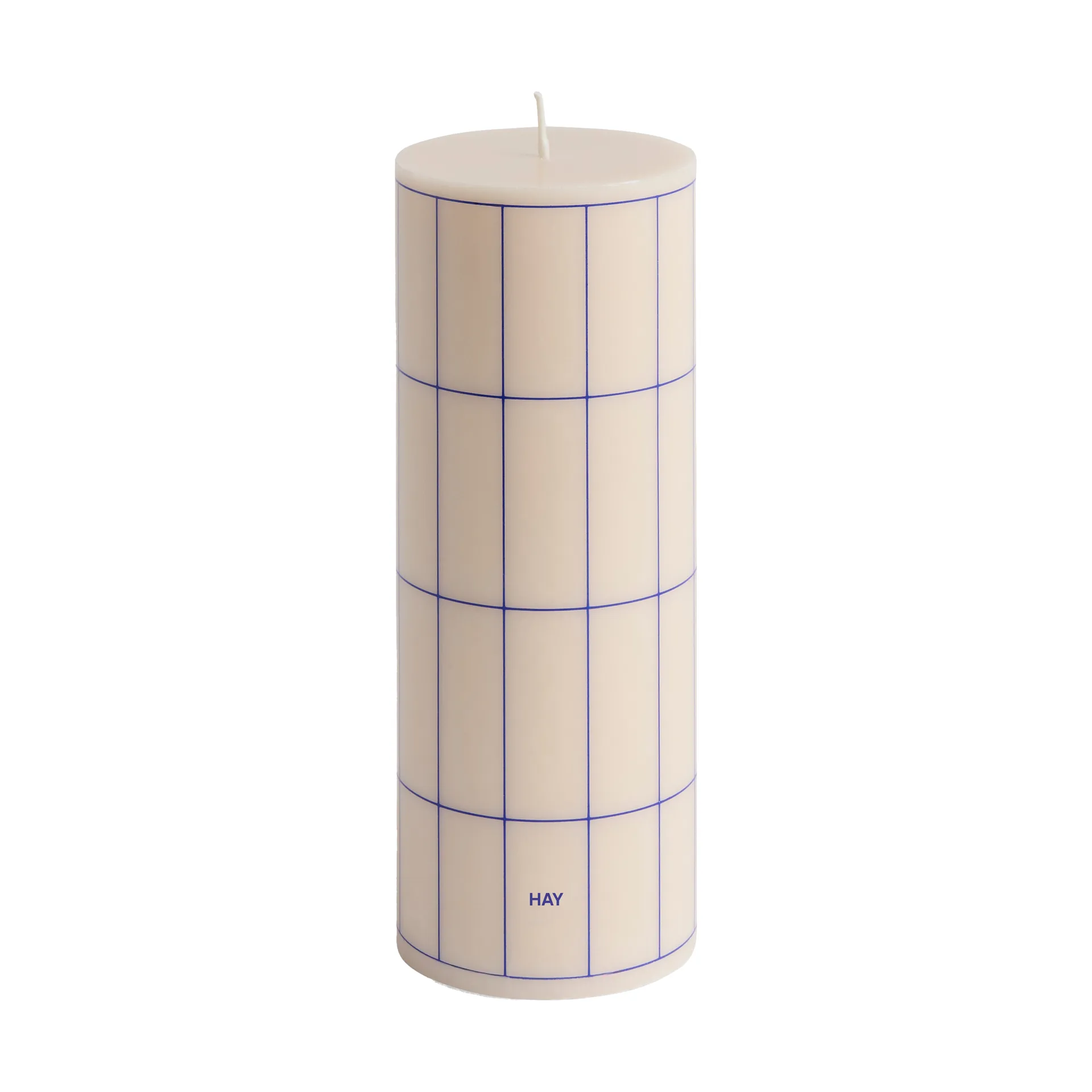 Column Candle block candle medium 20 εκ, Off white-blue grid check HAY