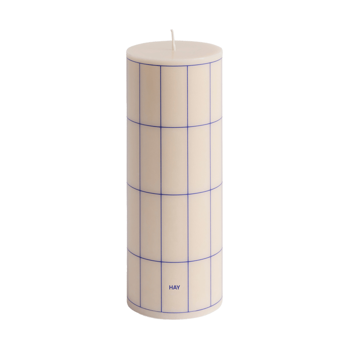 Column Candle block candle medium 20 εκ - Off white-blue grid check - HAY