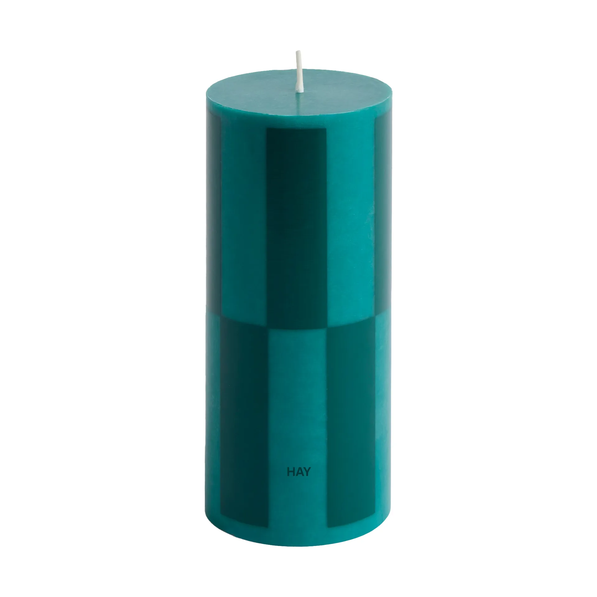 Κερί Column Candle block small 15 εκ., Green-dark green large check HAY