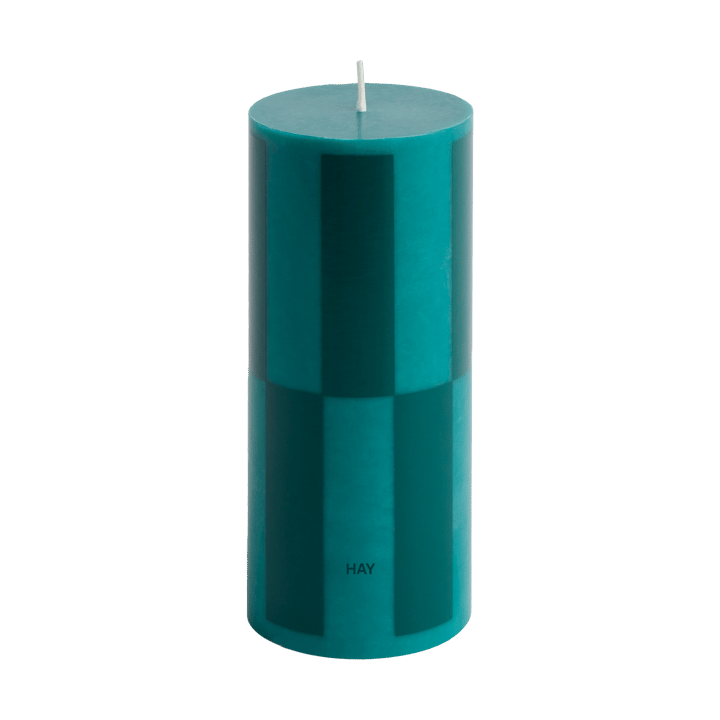Κερί Column Candle block small 15 εκ. - Green-dark green large check - HAY
