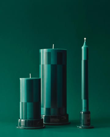 Κερί Column Candle block small 15 εκ. - Green-dark green large check - HAY