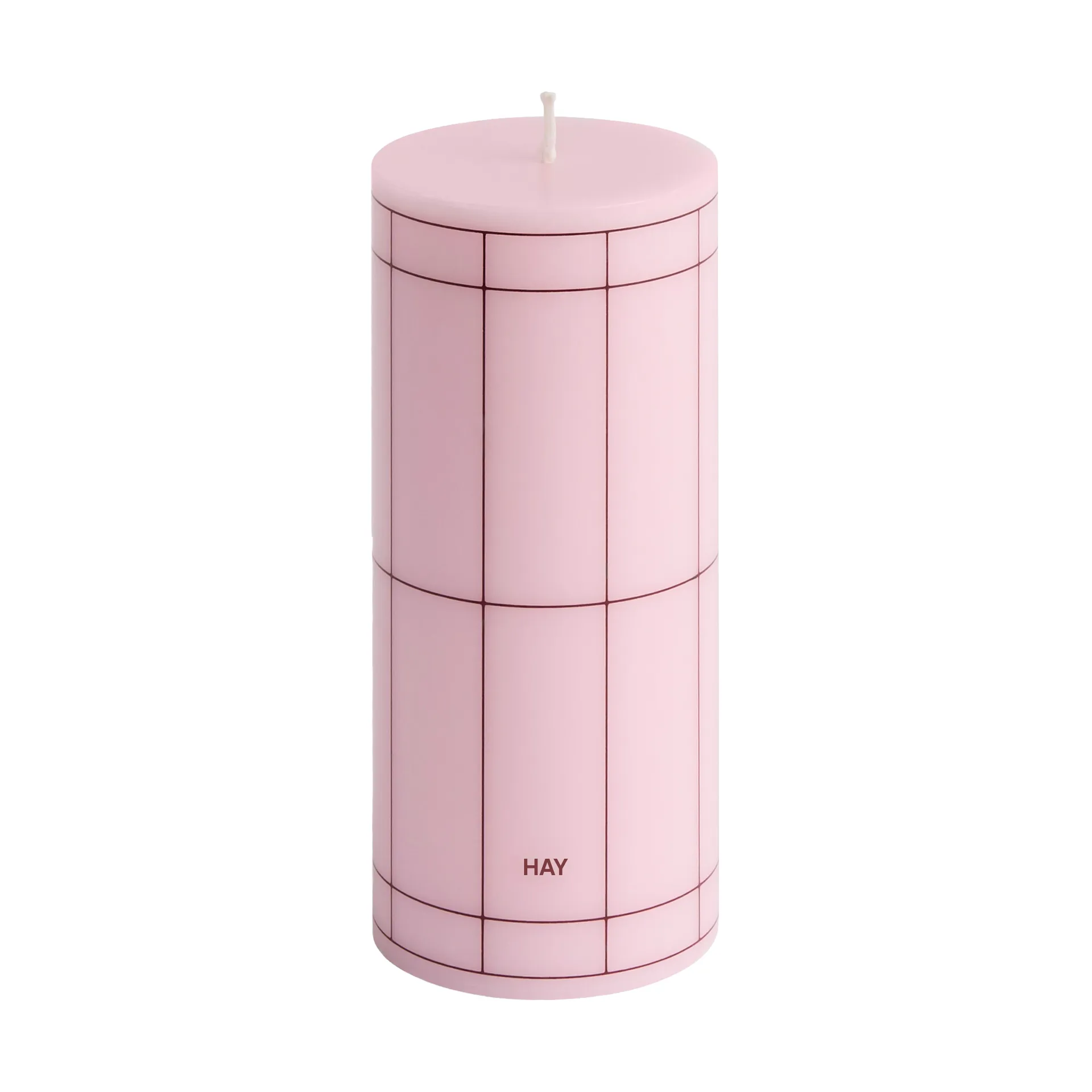 Κερί Column Candle block small 15 εκ., Light pink-bordeaux grid HAY