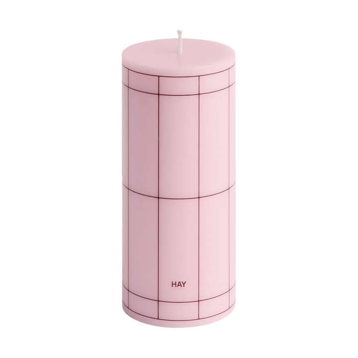 Κερί Column Candle block small 15 εκ. - Light pink-bordeaux grid - HAY