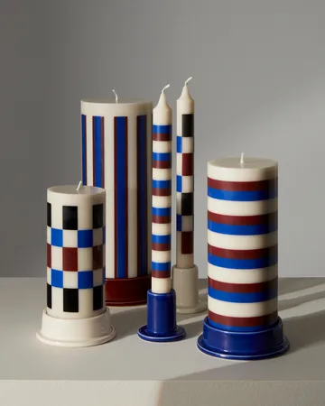 Column Candle κολόνα κερί large 25 εκ. - Υπόλευκο-καφέ-μπλε - HAY
