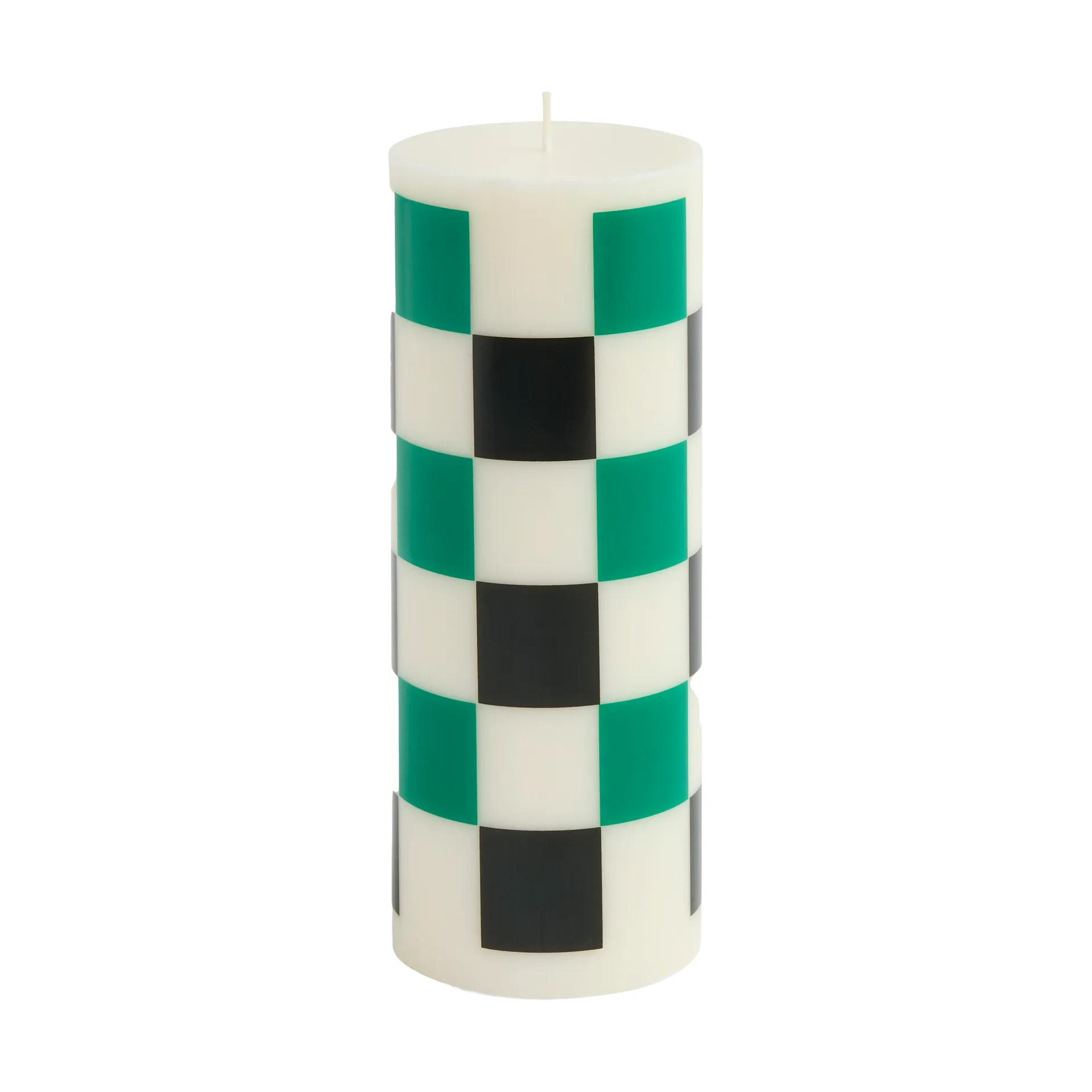 Κερί Column Candle large 25 cm, Off white-green-black check HAY