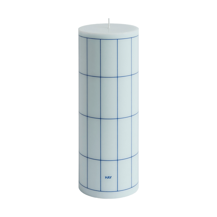 Κερί Column Candle large 25 εκ. - Light blue-blue grid check - HAY