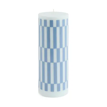Κερί Column Candle large 25 εκ. - Light blue-dusty blue check - HAY