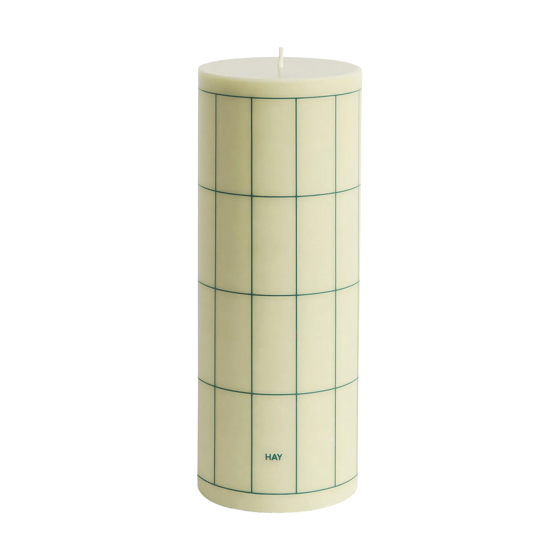 Column Candle κολόνα κερί large 25 εκ., Light green with dark green grid check HAY