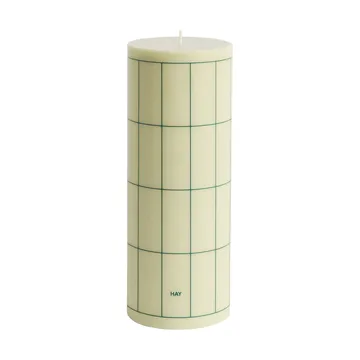 Column Candle κολόνα κερί large 25 εκ. - Light green with dark green grid check - HAY