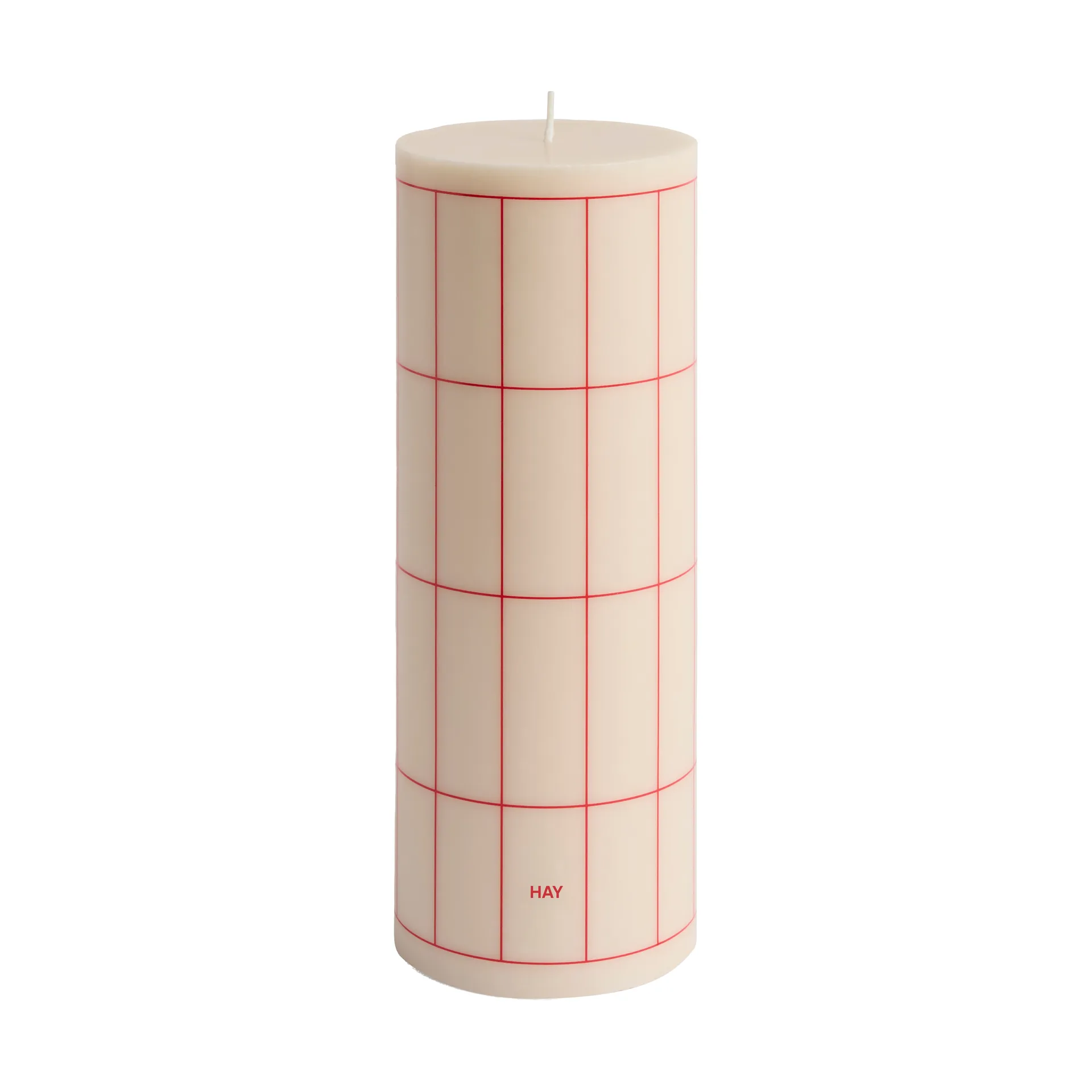 Κερί Column Candle large 25 εκ., Off white-red grid check HAY