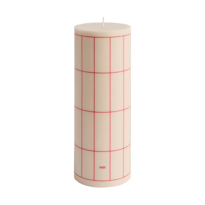 Κερί Column Candle large 25 εκ. - Off white-red grid check - HAY