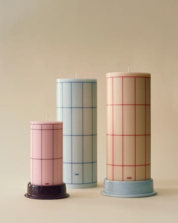Κερί Column Candle large 25 εκ. - Off white-red grid check - HAY