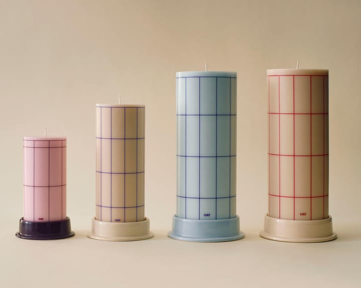 Κερί Column Candle large 25 εκ., Off white-red grid check HAY