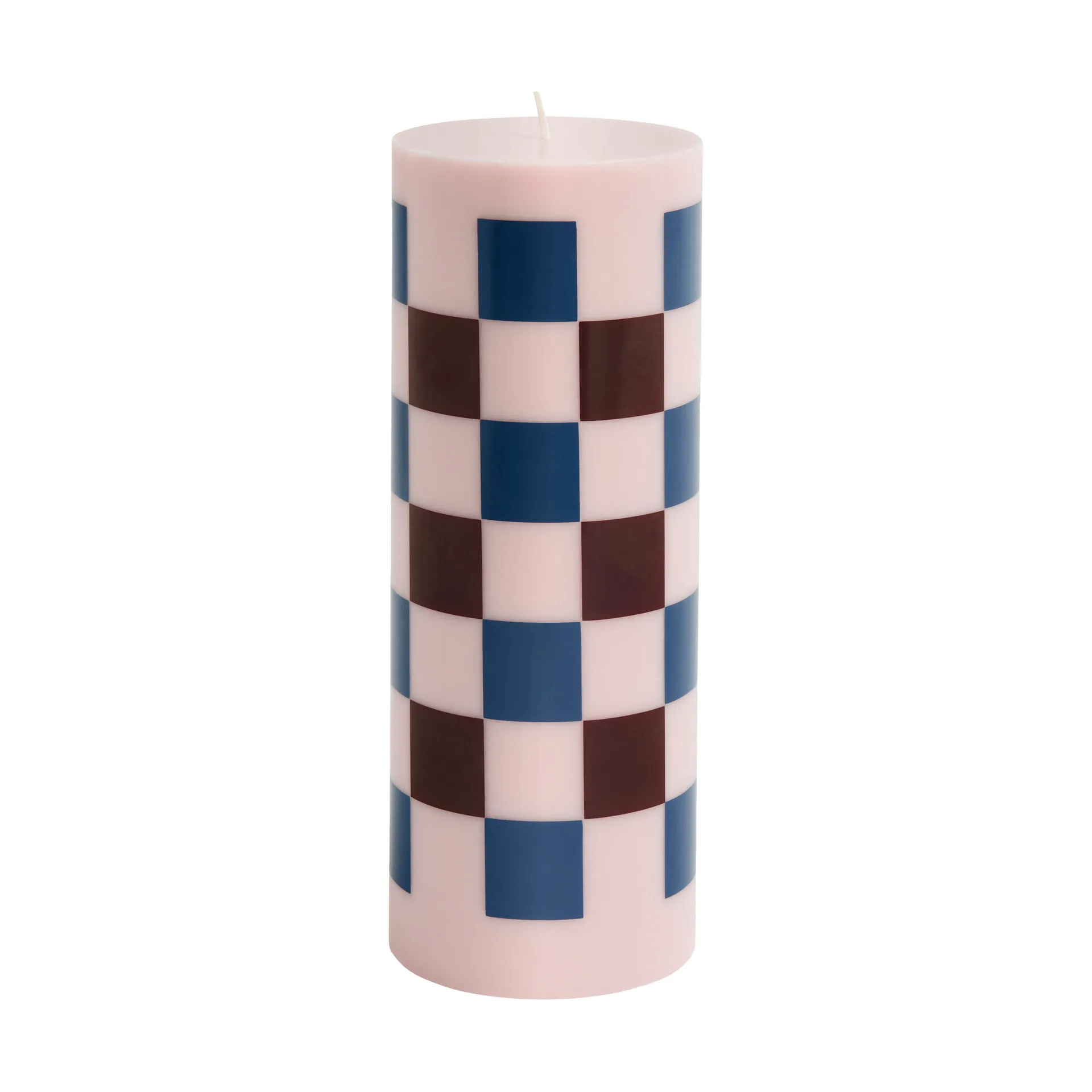 Κερί Column Candle large 25 εκ., Pink-bordeaux-dark blue check HAY